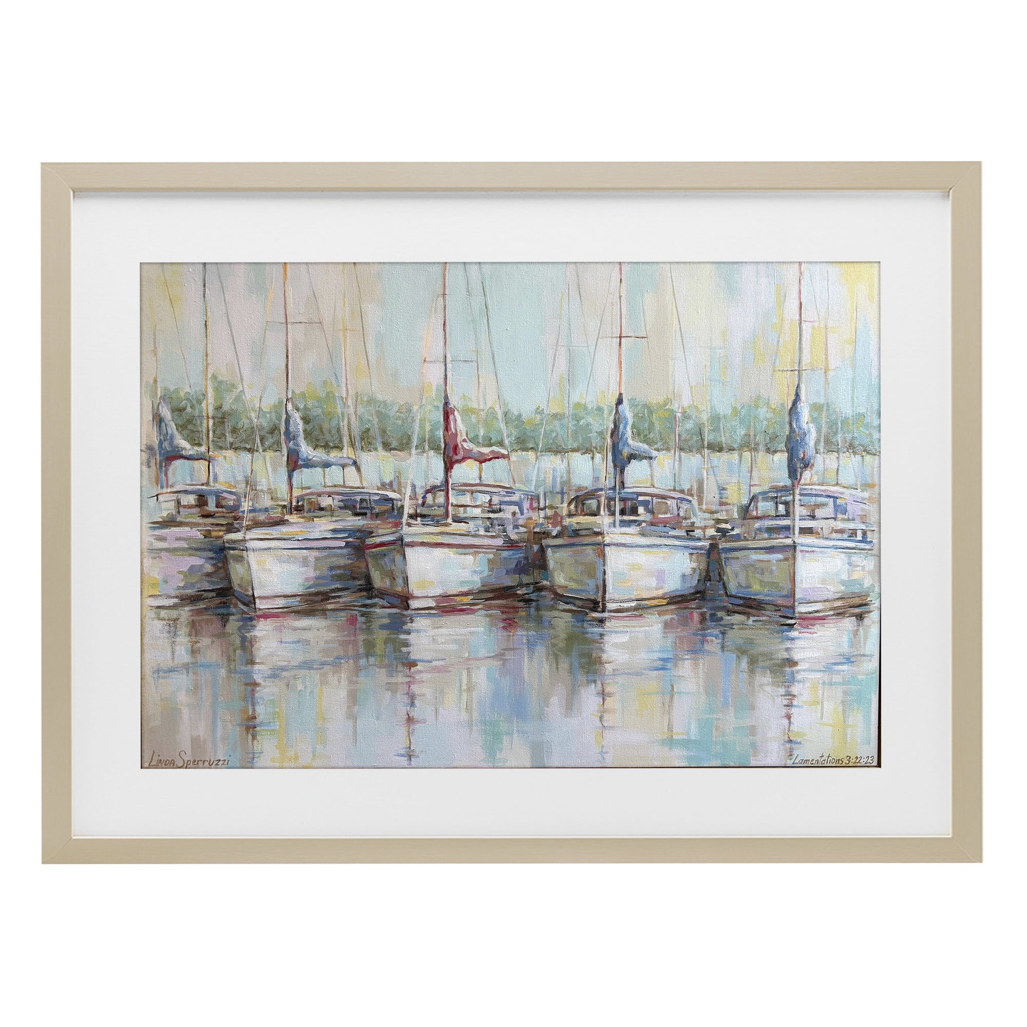 Stupell Industries Morning At The Marina Birch Framed Print Under Glass, design by Linda Sperruzzi
