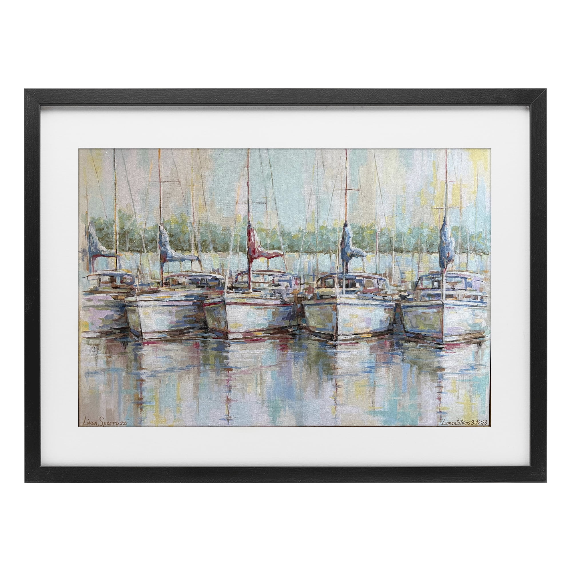 Stupell Industries Morning At The Marina Black Framed Print Under Glass, design by Linda Sperruzzi