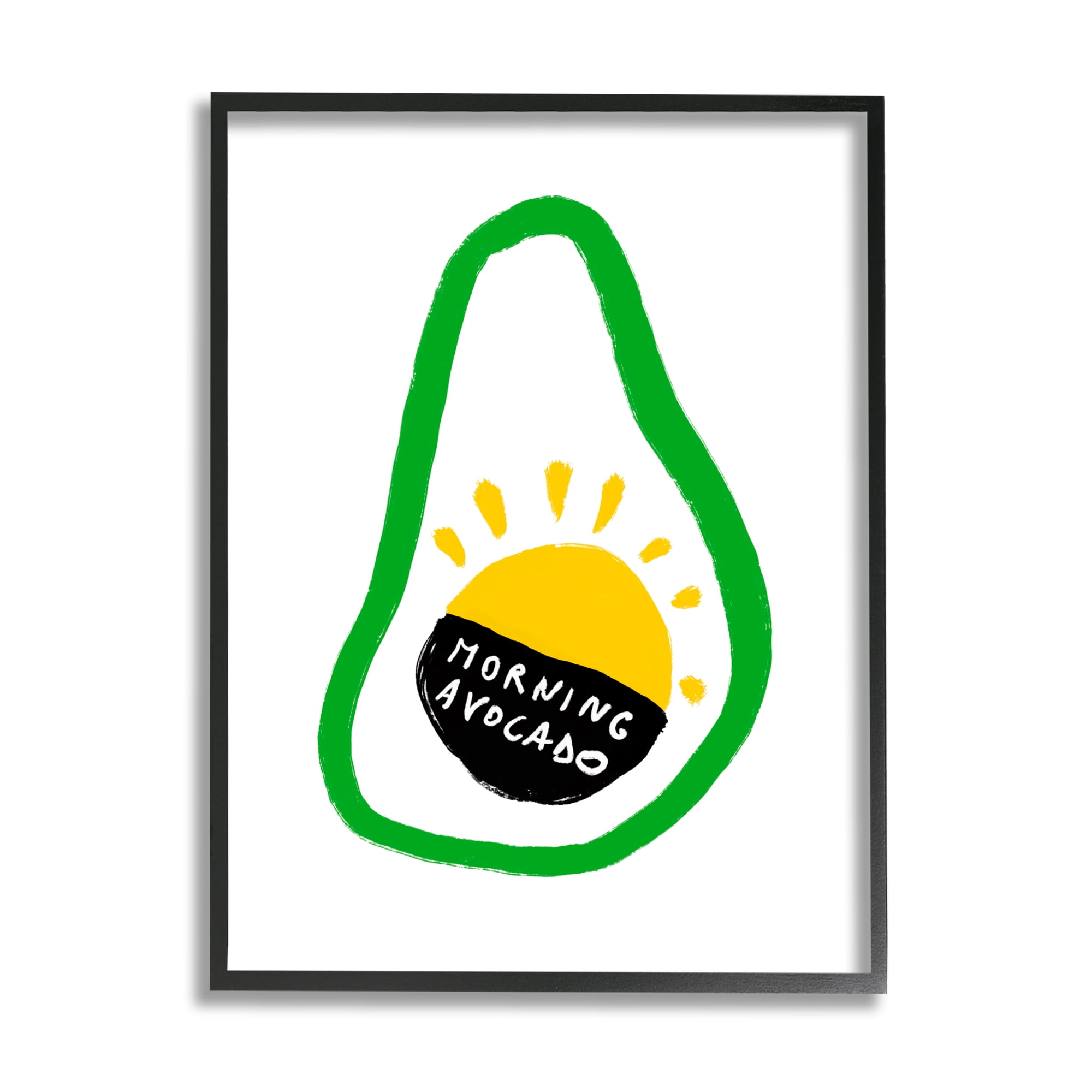 Stupell Industries Morning Avocado with Sunrise Modern Shape Abstraction Food & Beverage Painting Black Framed Art Print Wall Art, 16 x 20