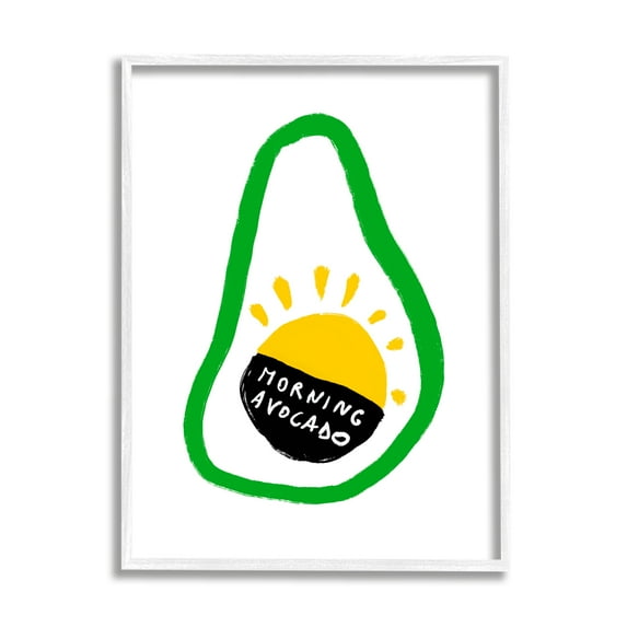 Stupell Industries Morning Avocado with Sunrise Modern Shape Abstraction Food & Beverage Painting White Framed Art Print Wall Art, 16 x 20