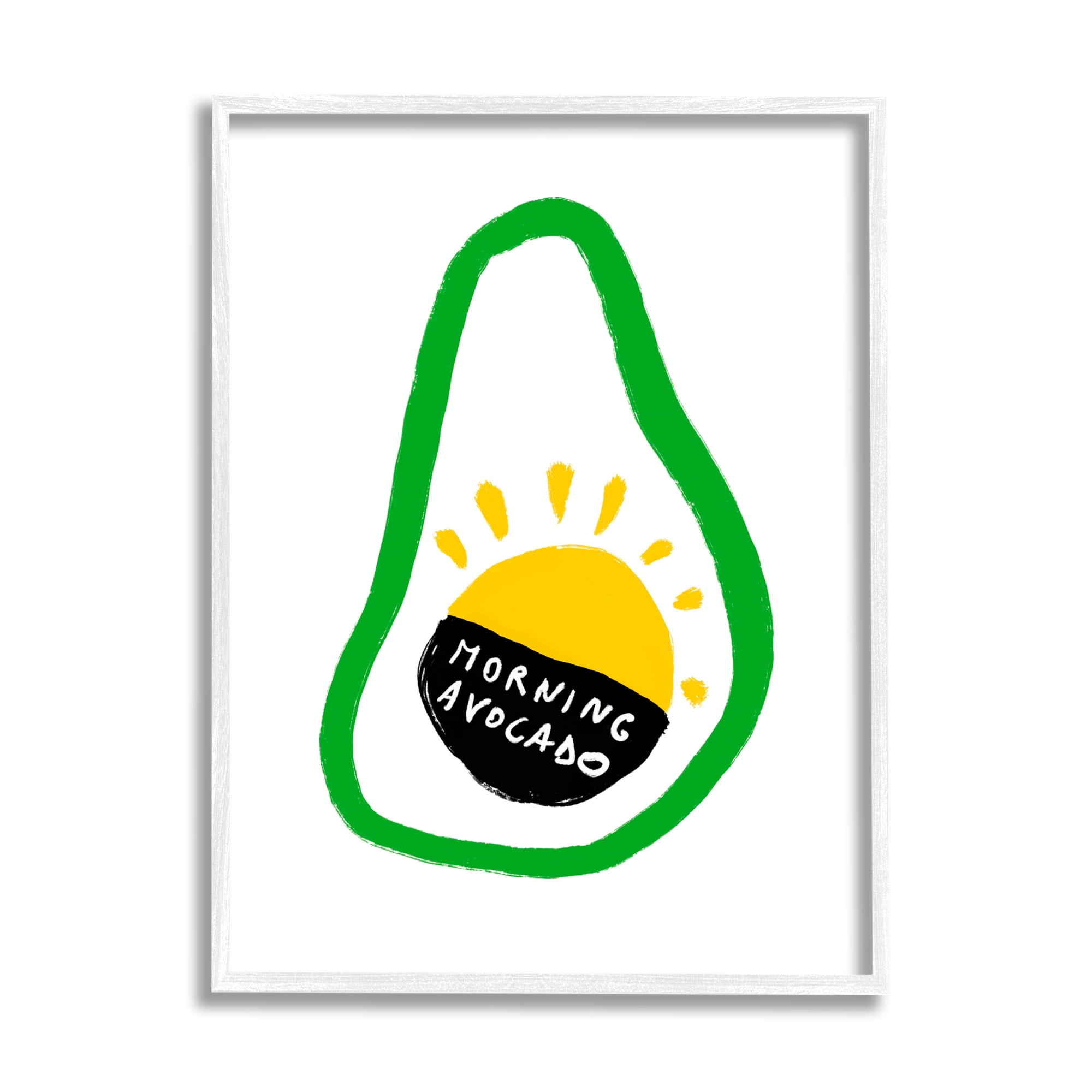 Stupell Industries Morning Avocado with Sunrise Modern Shape Abstraction Food & Beverage Painting White Framed Art Print Wall Art, 24 x 30