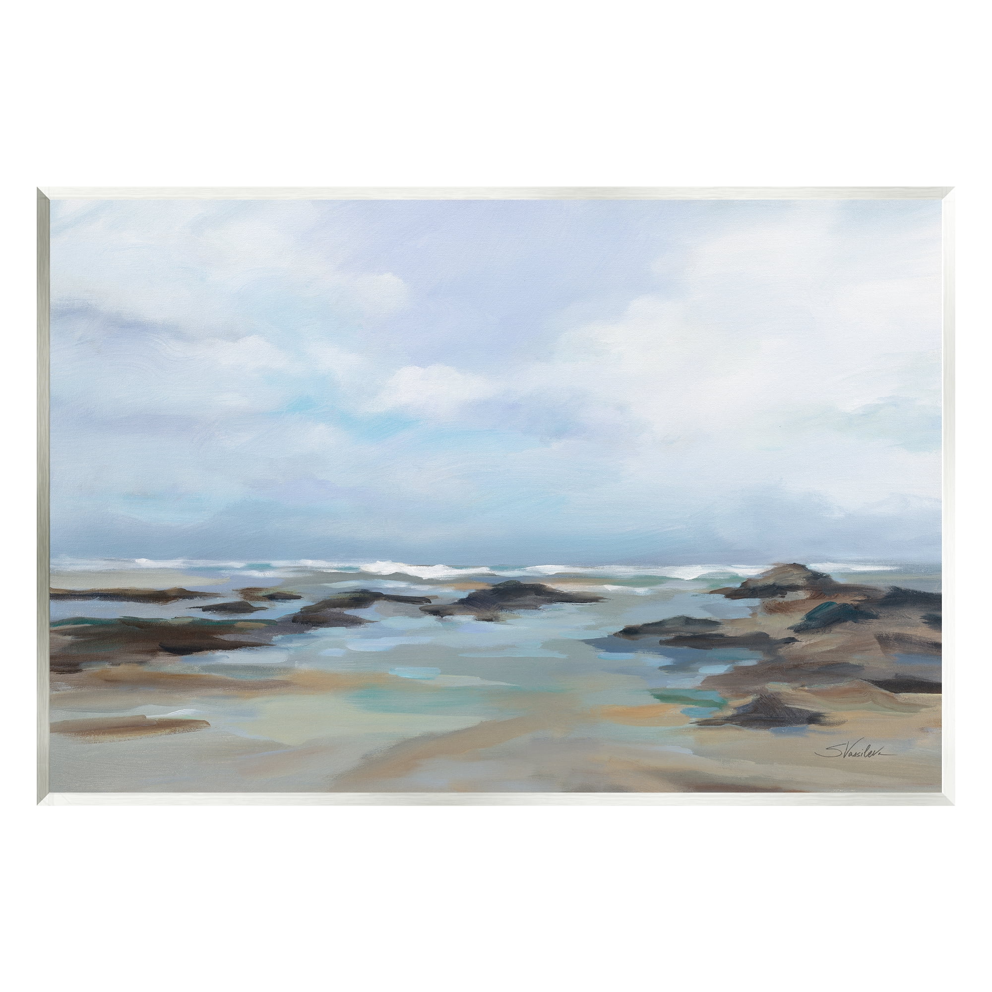 Stupell Industries Morning Beach Painting Nature Painting Unframed Art Print Wall Art, 15 x 10