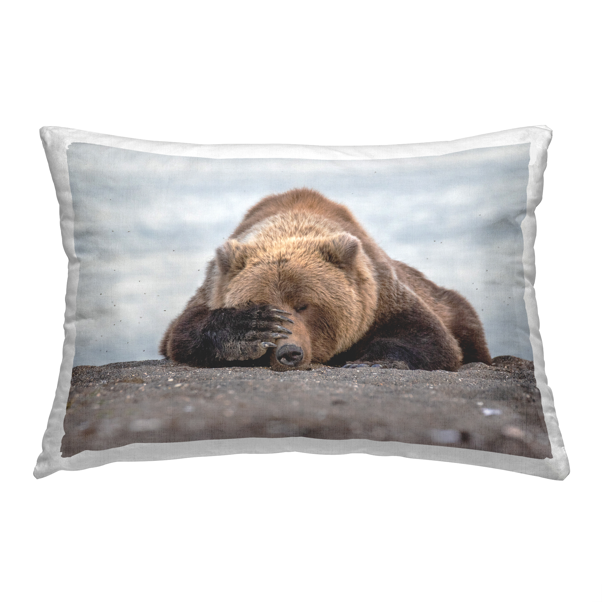 Stupell Industries Morning Blues Bear Decorative Printed Throw Pillow, 14 x 20