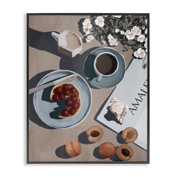 Stupell Industries Morning Brunch Fruit & Coffee Black Framed Giclee Art design by Anna Lischenko, 14 x 11