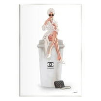 Stupell Industries Morning Brunch Glam Girl Sipping Coffee Graphic Art Unframed Art Print Wall Art, Design by Ziwei Li