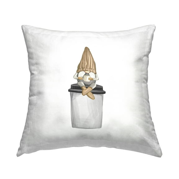 Stupell Industries Morning Coffee Cup Gnome Printed Throw Pillow Design by Ziwei Li