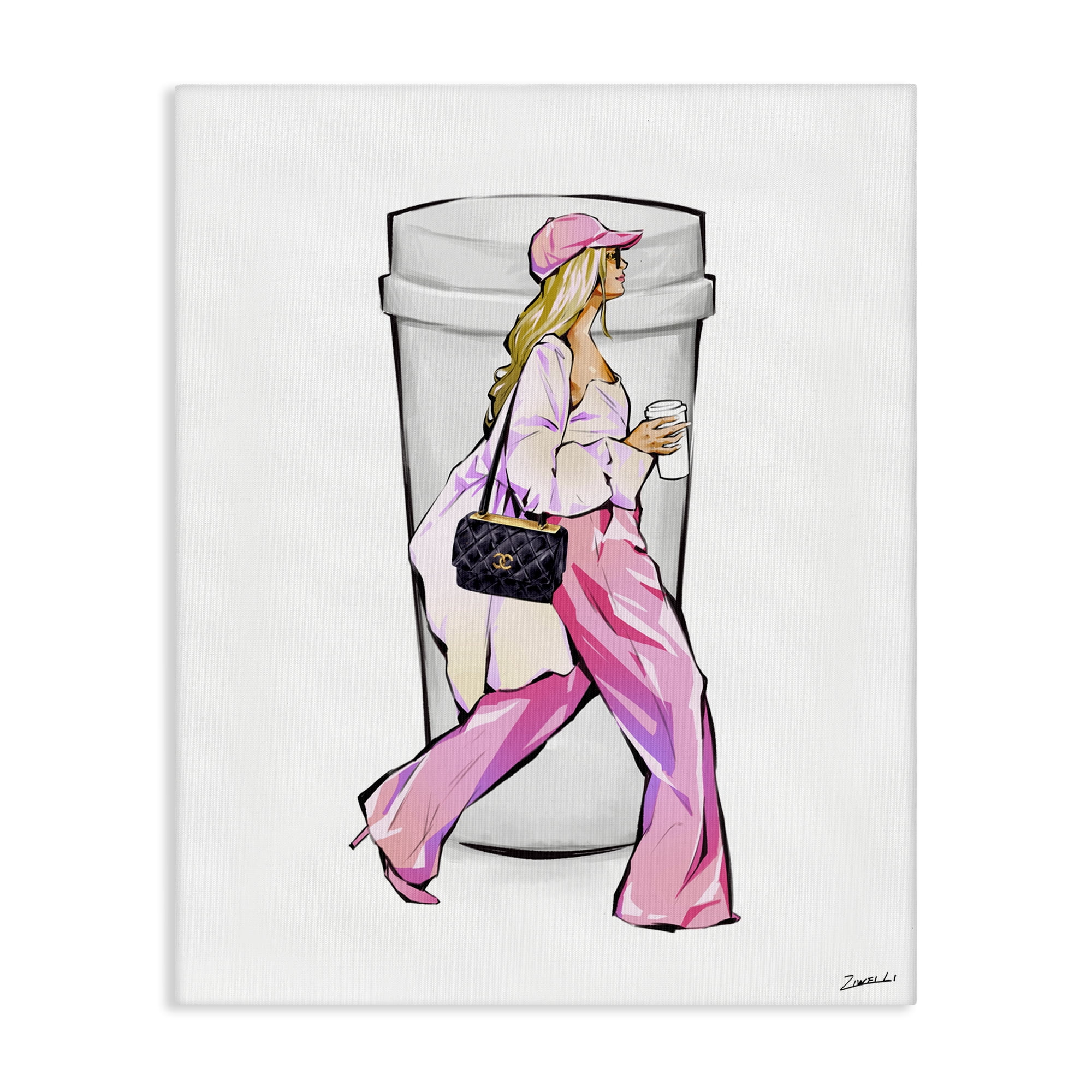 Stupell Industries Morning Coffee Fashionista Food & Beverage Painting Wrapped Canvas Art Print Wall Art, 24 x 30