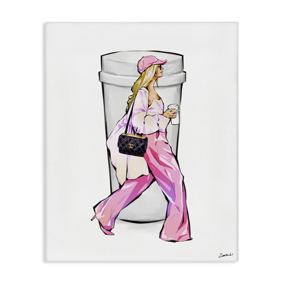 Stupell Industries Morning Coffee Fashionista Food & Beverage Painting Wrapped Canvas Art Print Wall Art, 30 x 40