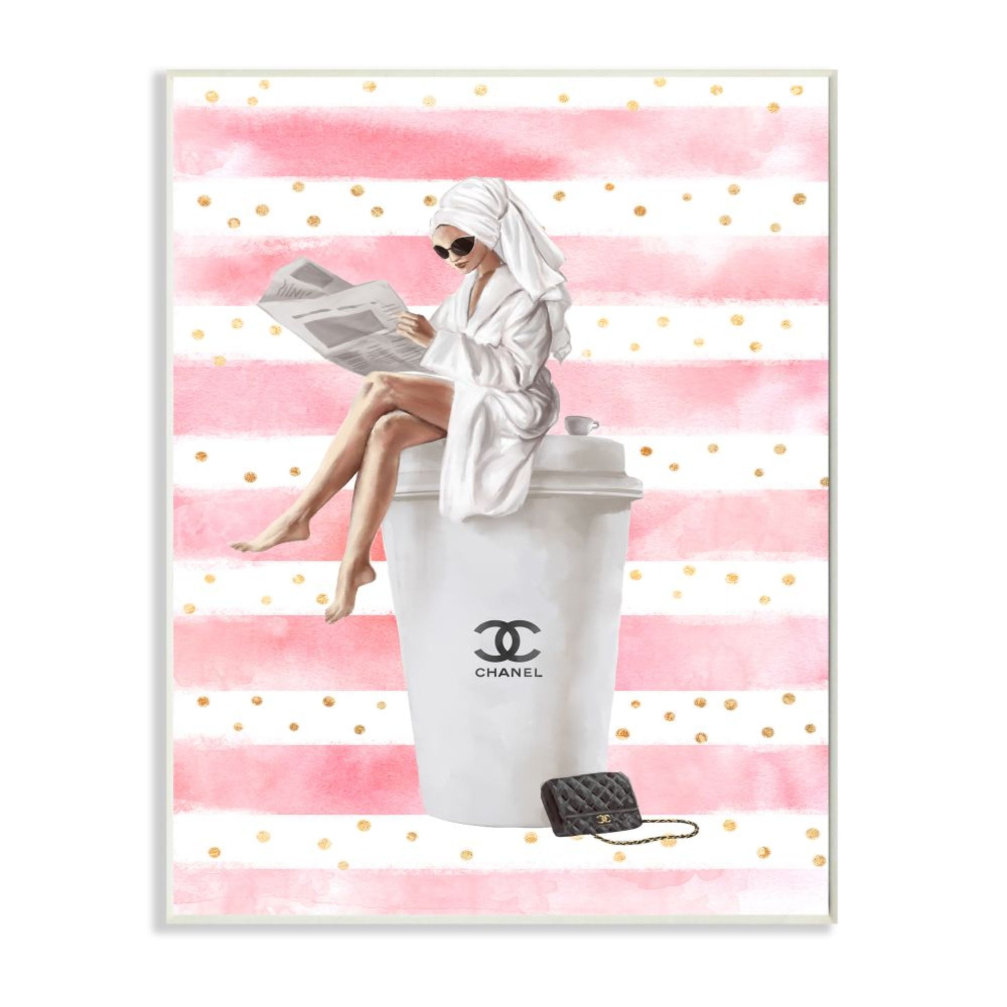 Stupell Industries Morning Coffee Fashionista Polka Dot Stripes Design by Ziwei Li