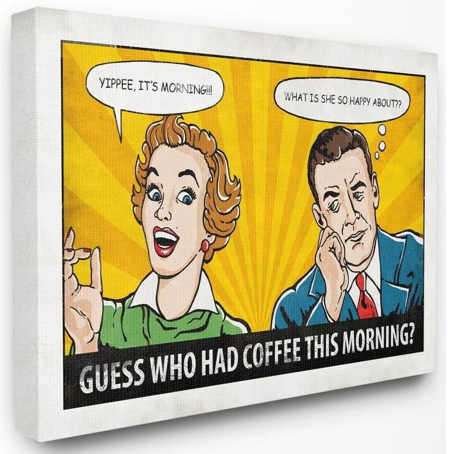 Stupell Industries Morning Coffee Funny Vintage Comic Book Design Canvas Wall Art by Ester Kay