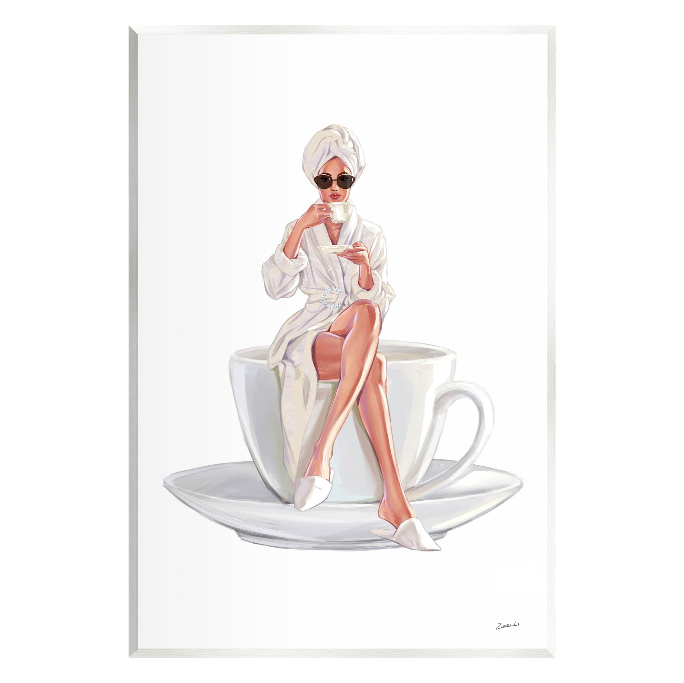 Stupell Industries Morning Coffee Glam Woman Robe Graphic Art Unframed Art Print Wall Art, Design by Ziwei Li