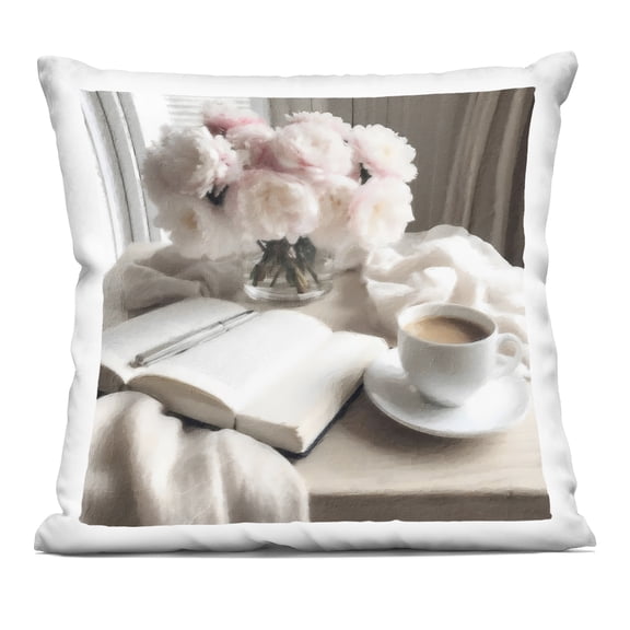 Stupell Industries Morning Coffee Journaling Decorative Printed Throw Pillow, design by Riley B