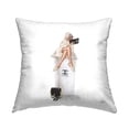 thumbnail image 1 of Stupell Industries Morning Coffee Trendy Glam Woman Sitting Design by Ziwei Li Throw Pillow, 1 of 6