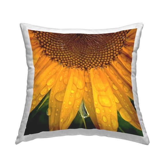 Stupell Industries Morning Dew Sunflower Petals Square Decorative Printed Throw Pillow, 18 x 18,