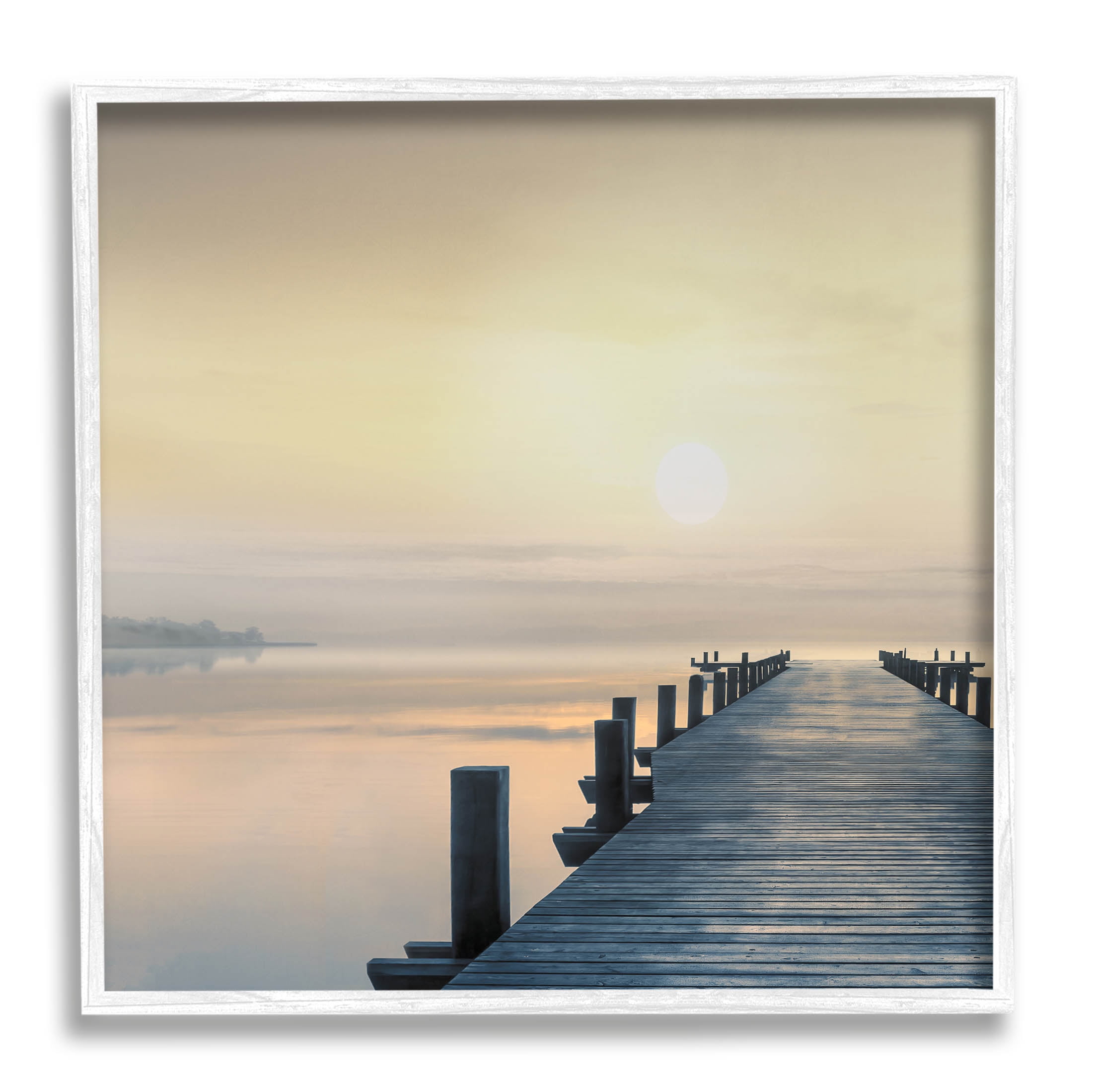 Stupell Industries Morning Dock Waterfront Sunrise Photograph White Framed Art Print Wall Art, Design by Mike Calascibetta