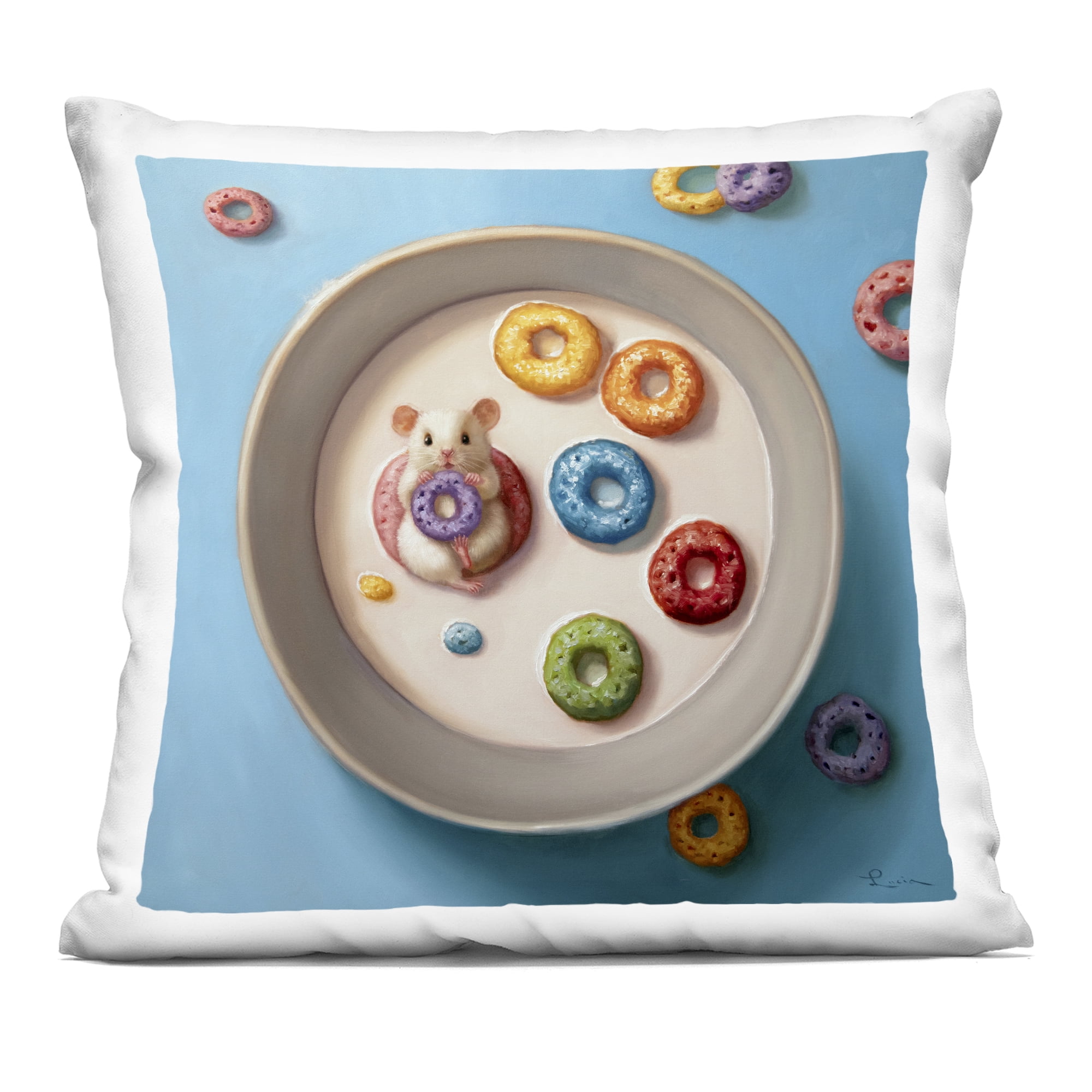 Stupell Industries Morning Dunk Cereal Mouse Decorative Printed Throw Pillow, design by Lucia Heffernan