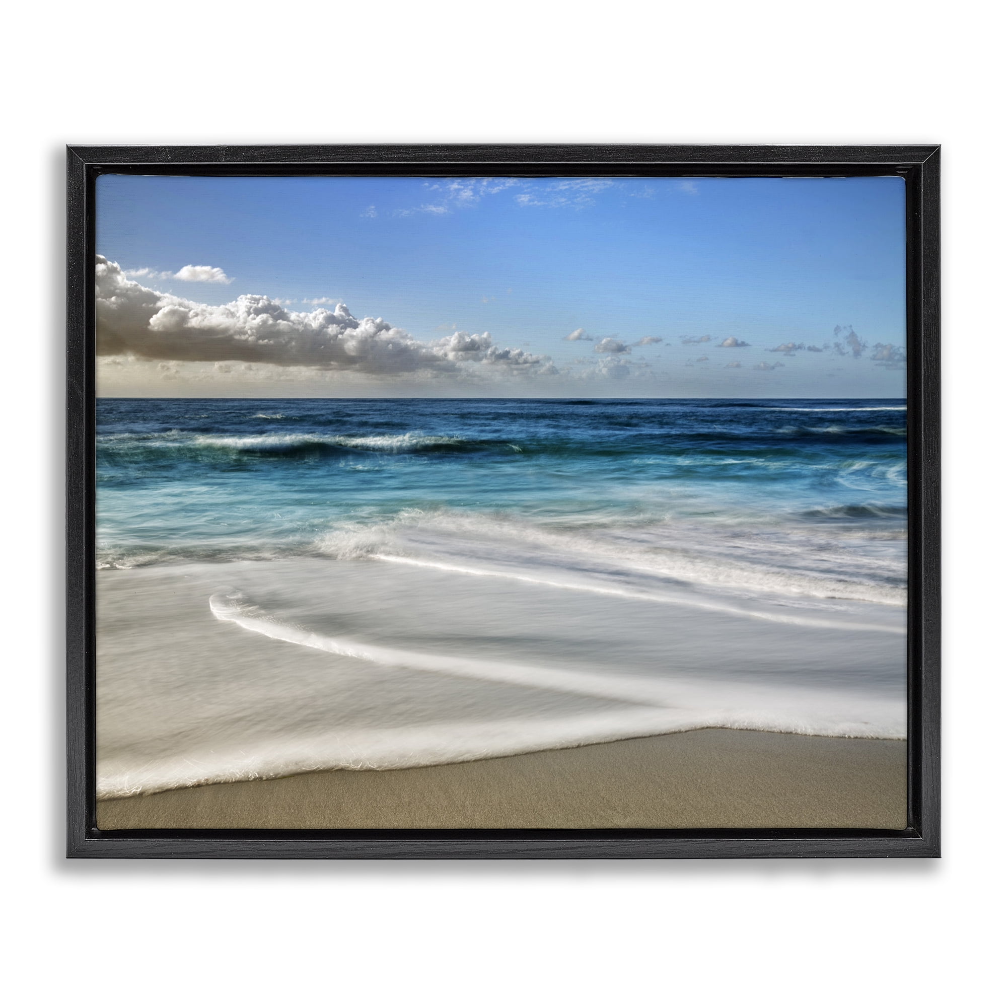 Stupell Industries Morning Foam on Shore Black Framed Floater Canvas Wall Art, design by Superstock