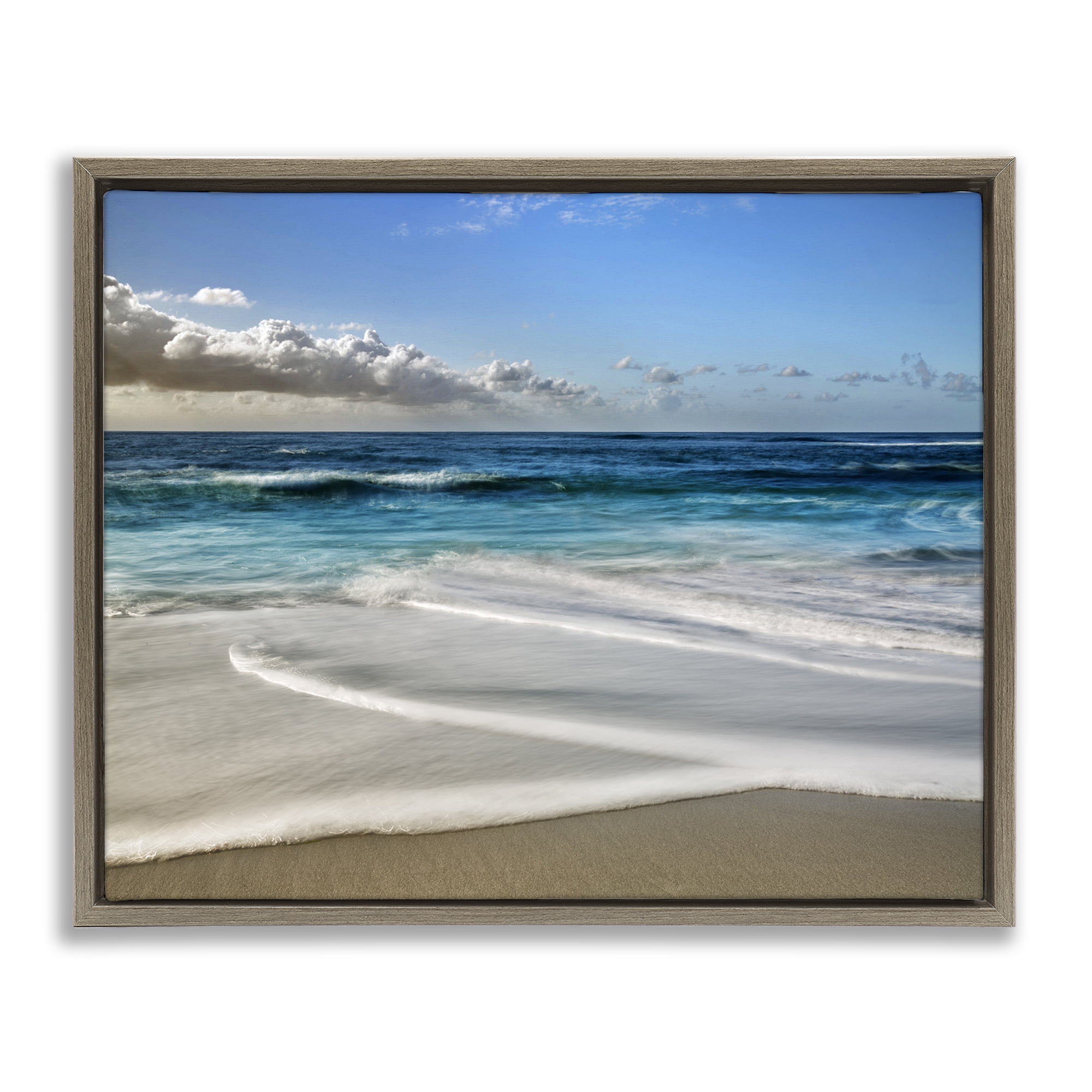 Stupell Industries Morning Foam on Shore Brown Framed Floater Canvas Wall Art, design by Superstock