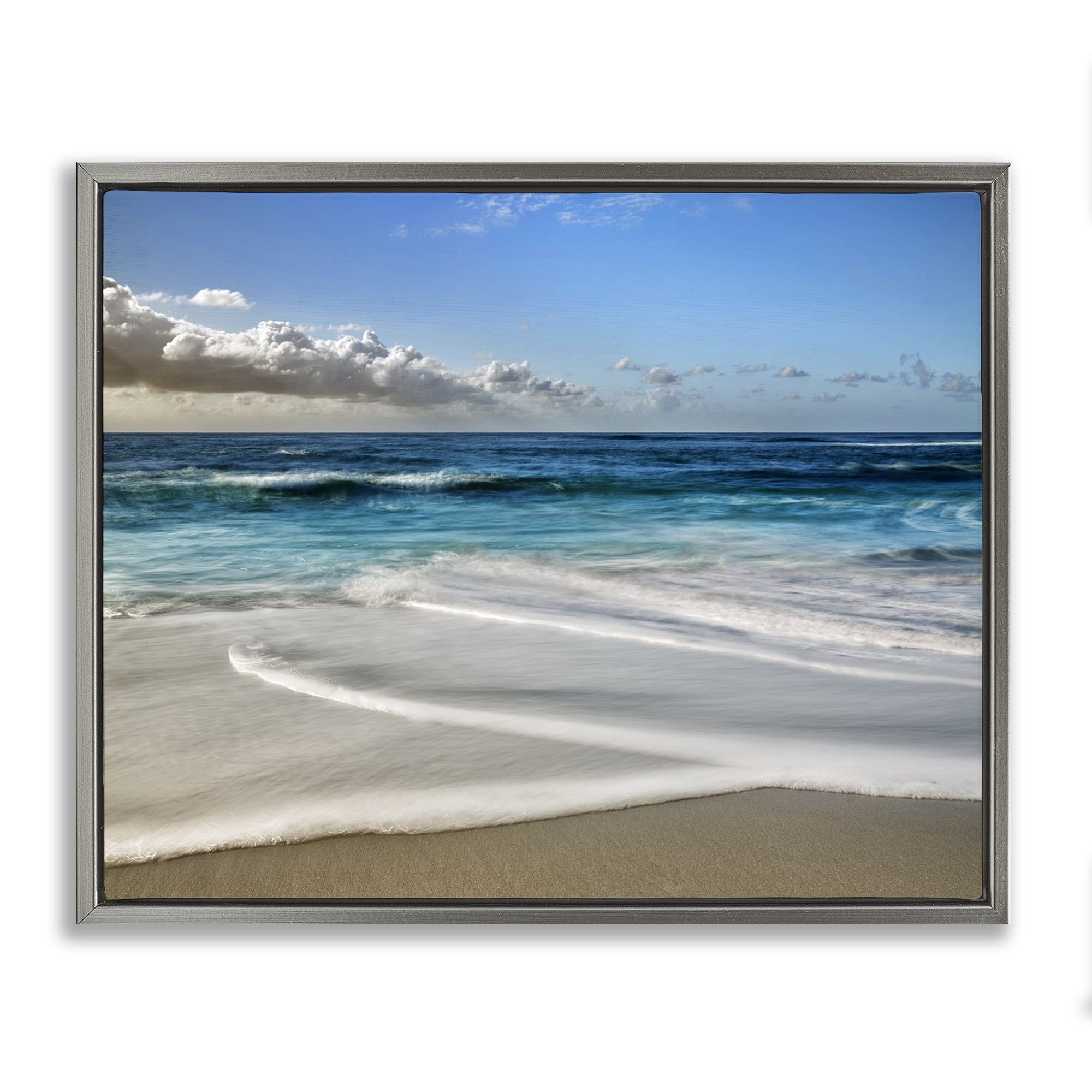 Stupell Industries Morning Foam on Shore Gray Framed Floater Canvas Wall Art, design by Superstock