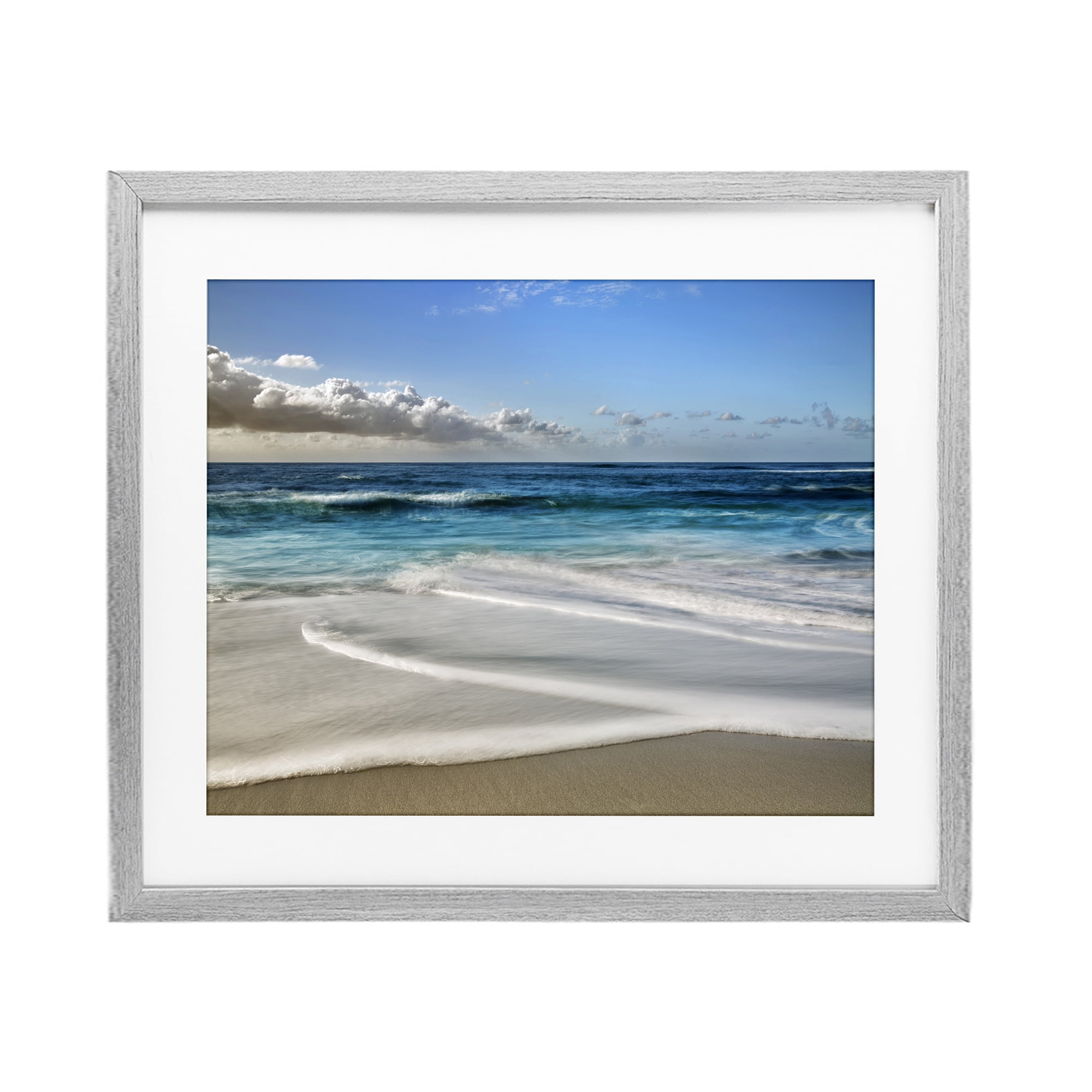 Stupell Industries Morning Foam on Shore Gray Framed Print Under Glass, design by Superstock