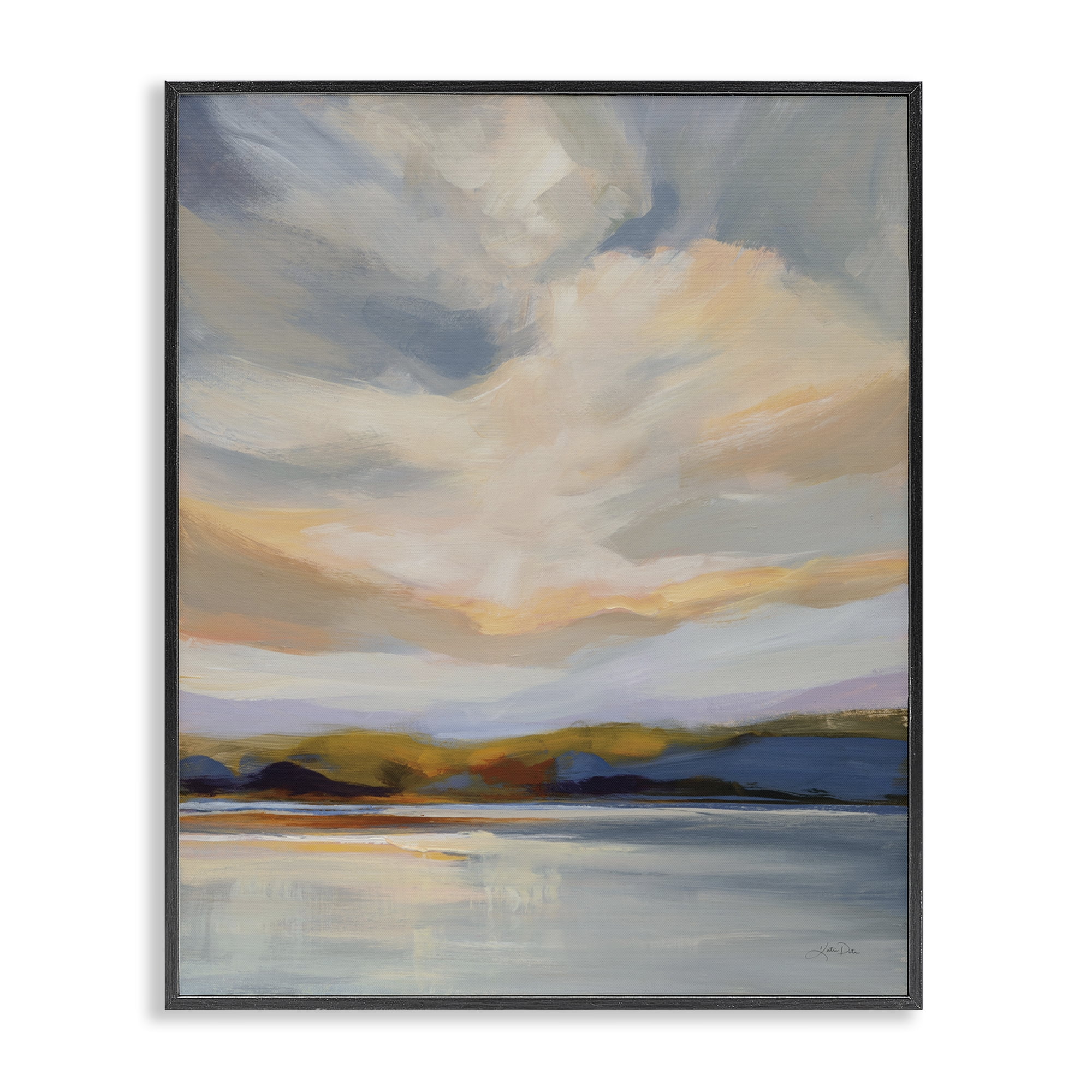 Stupell Industries Morning Glory Seascape Landscape Painting Black Framed Art Print Wall Art, 24 x 30