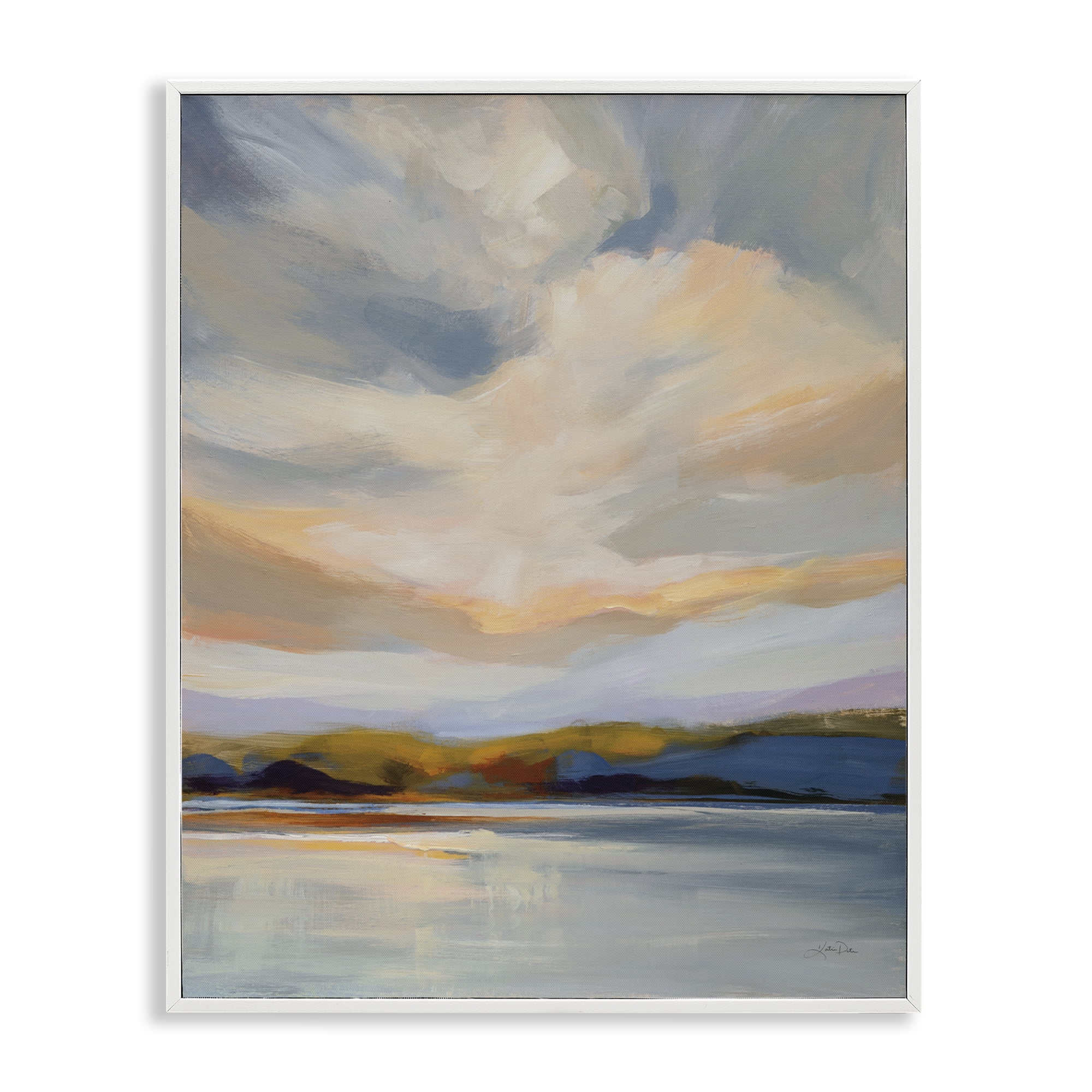 Stupell Industries Morning Glory Seascape Landscape Painting White Framed Art Print Wall Art, 24 x 30