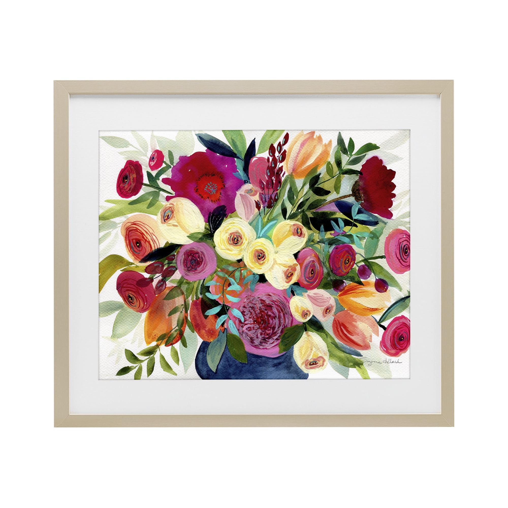 Stupell Industries Morning Joy Bouquet Birch Framed Print Under Glass, design by Suzanne Allard