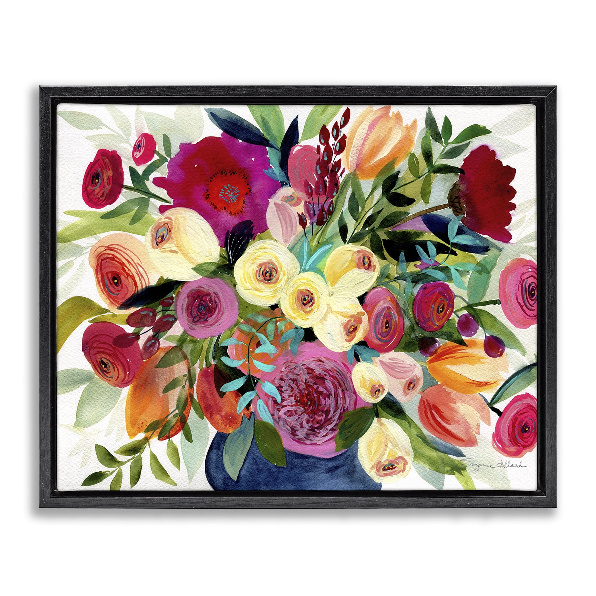 Stupell Industries Morning Joy Bouquet Black Framed Floater Canvas Wall Art, design by Suzanne Allard