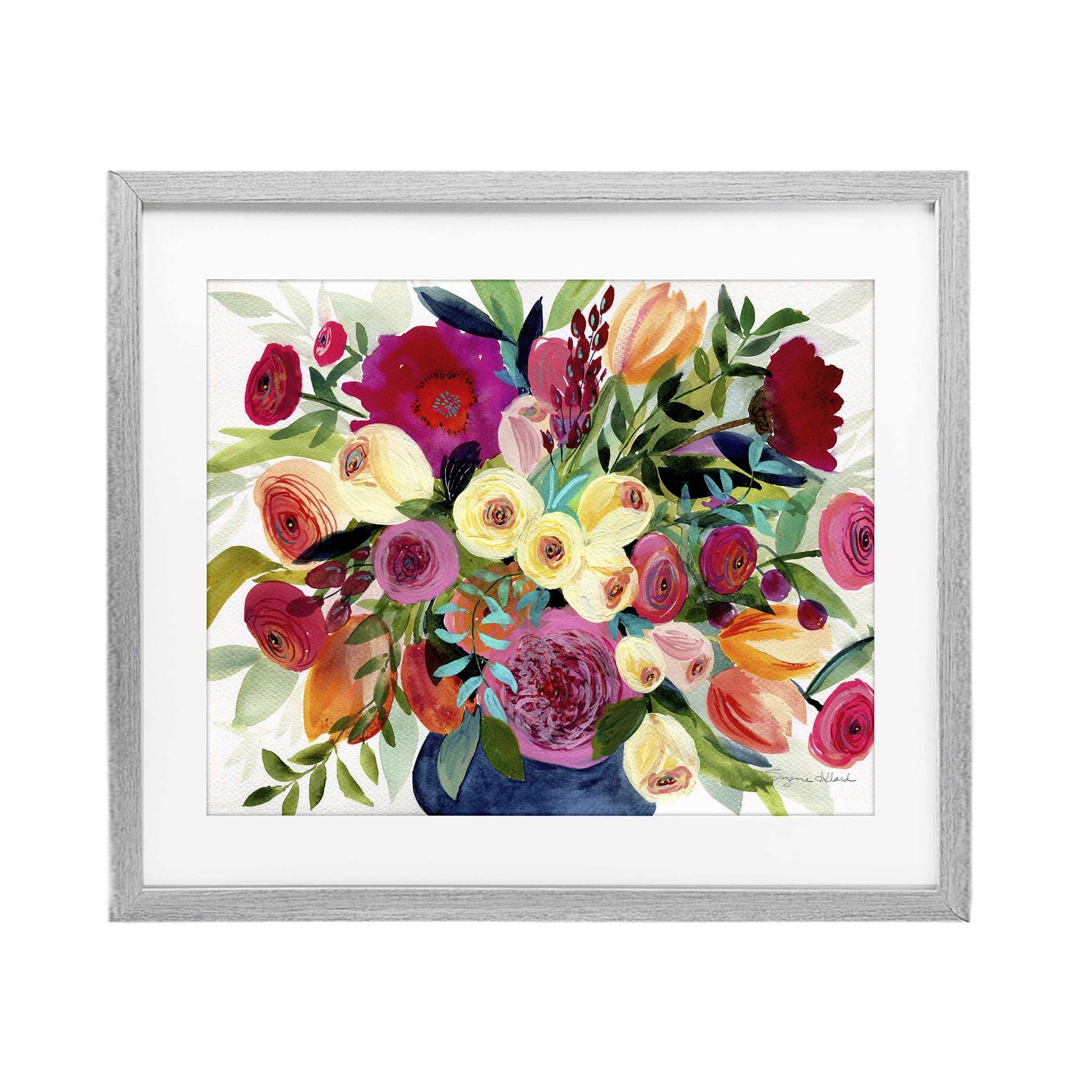 Stupell Industries Morning Joy Bouquet Gray Framed Print Under Glass, design by Suzanne Allard