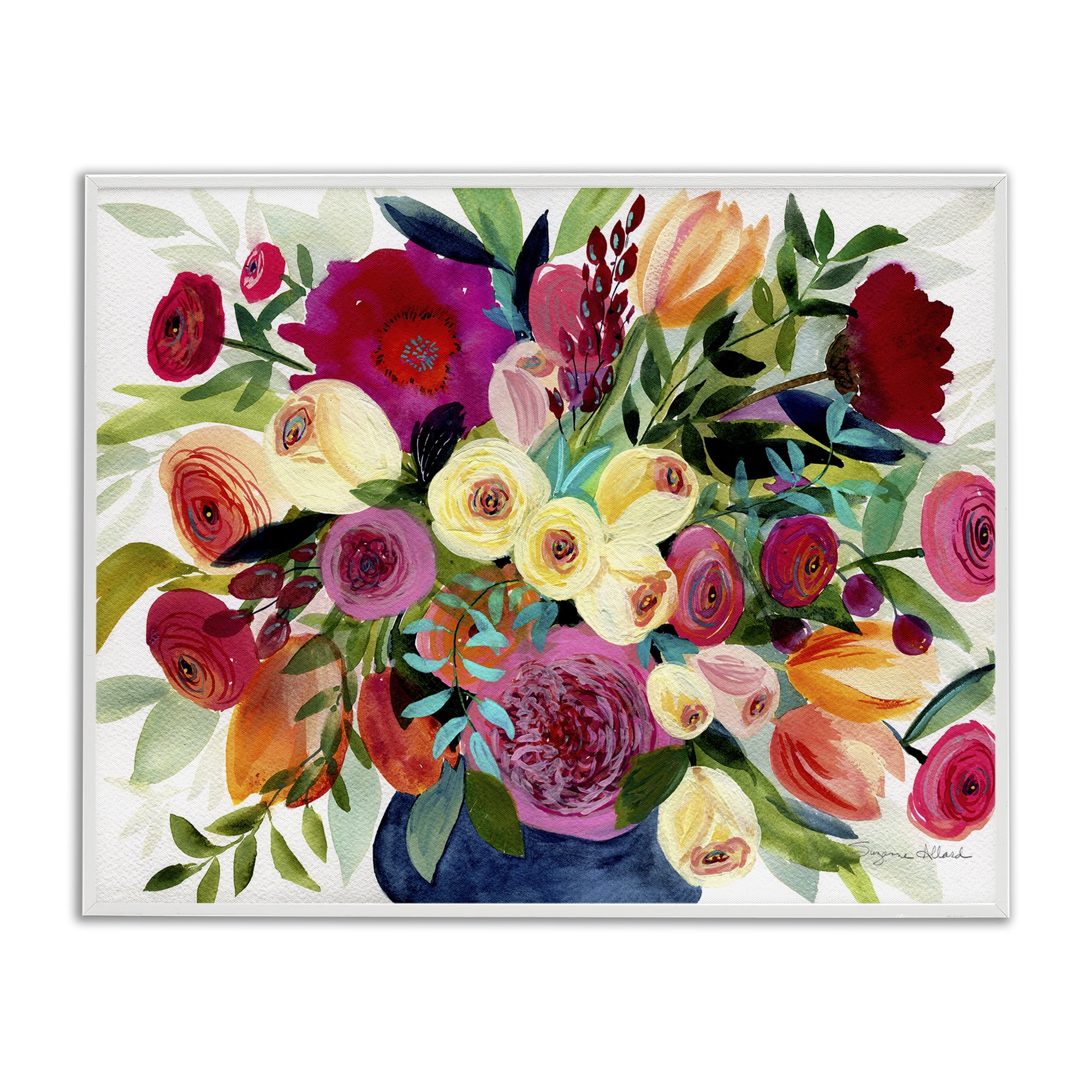 Stupell Industries Morning Joy Bouquet White Framed Giclee Art, design by Suzanne Allard