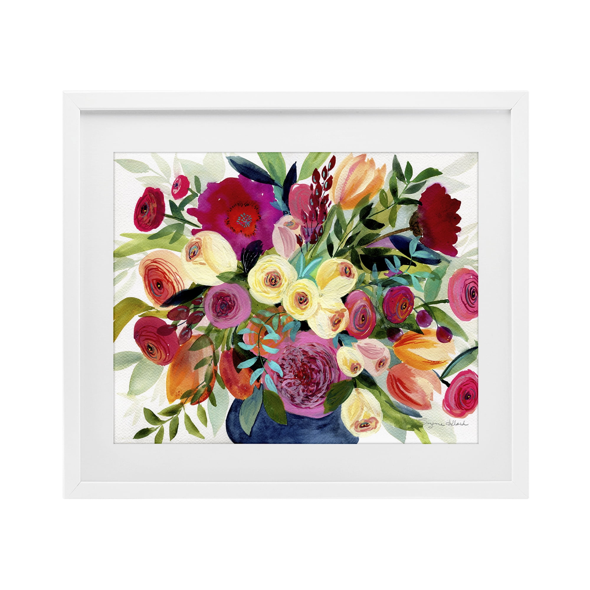 Stupell Industries Morning Joy Bouquet White Framed Print Under Glass, design by Suzanne Allard