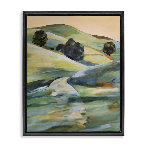 Stupell Industries Morning Light Hillside Black Framed Floater Canvas Wall Art design by 1x, 21 x 17