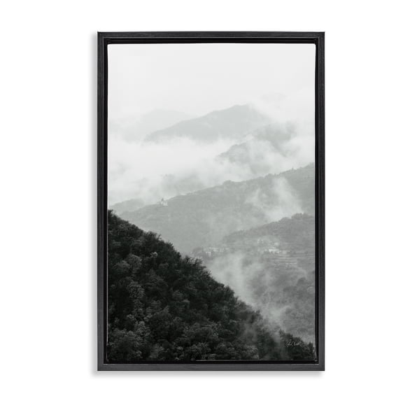 Stupell Industries Morning Mist Forest Black Framed Floater Canvas Wall Art design by Deborah Revell, 31 x 21