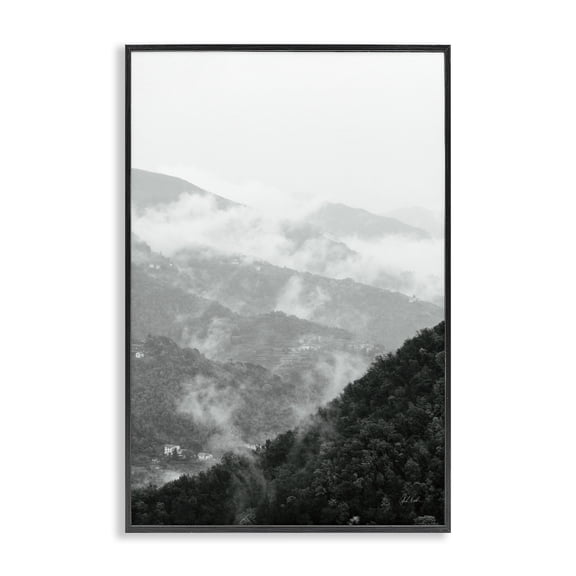 Stupell Industries Morning Mist Hillside Black Framed Giclee Art design by Deborah Revell, 24 x 16