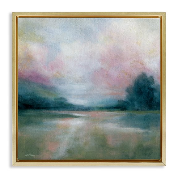 Stupell Industries Morning On The River Gold Framed Floater Canvas Wall Art design by Carol Robinson, 18 x 18