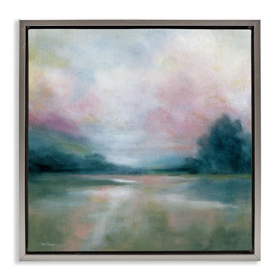 Stupell Industries Morning On The River Gray Framed Floater Canvas Wall Art design by Carol Robinson, 18 x 18