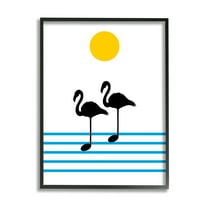 Stupell Industries Morning Sound Flamingo Silhouettes Music Chart Abstraction Beauty & Fashion Painting Black Framed Art Print Wall Art, 11 x 14