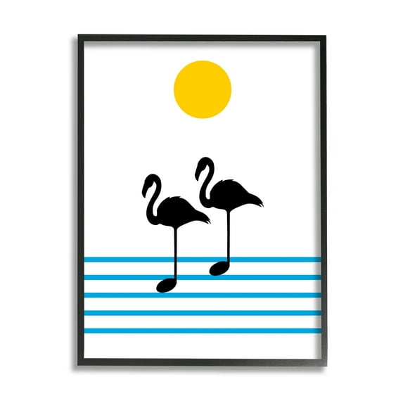 Stupell Industries Morning Sound Flamingo Silhouettes Music Chart Abstraction Beauty & Fashion Painting Black Framed Art Print Wall Art, 11 x 14