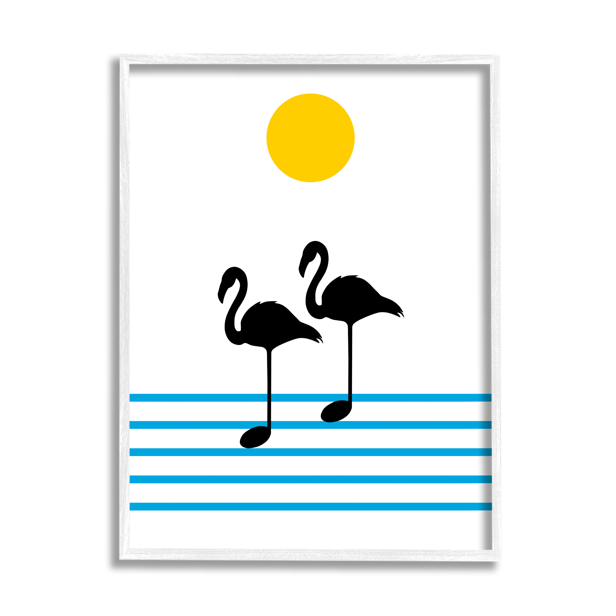 Stupell Industries Morning Sound Flamingo Silhouettes Music Chart Abstraction Beauty & Fashion Painting White Framed Art Print Wall Art, 11 x 14