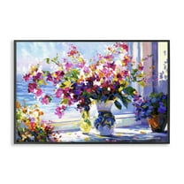 Stupell Industries Morning Sun Blooms Botanical & Floral Painting Black Framed Art Print Wall Art, 18 x 12