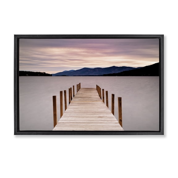 Stupell Industries Morning View Over Dock Black Framed Floater Canvas Wall Art design by Michael Iacobellis, 17 x 25