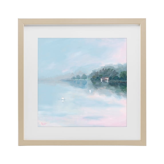 Stupell Industries Coastal Morning at Lake Windermere Birch Framed Print Under Glass, 16 x 16, by Meredith Howse