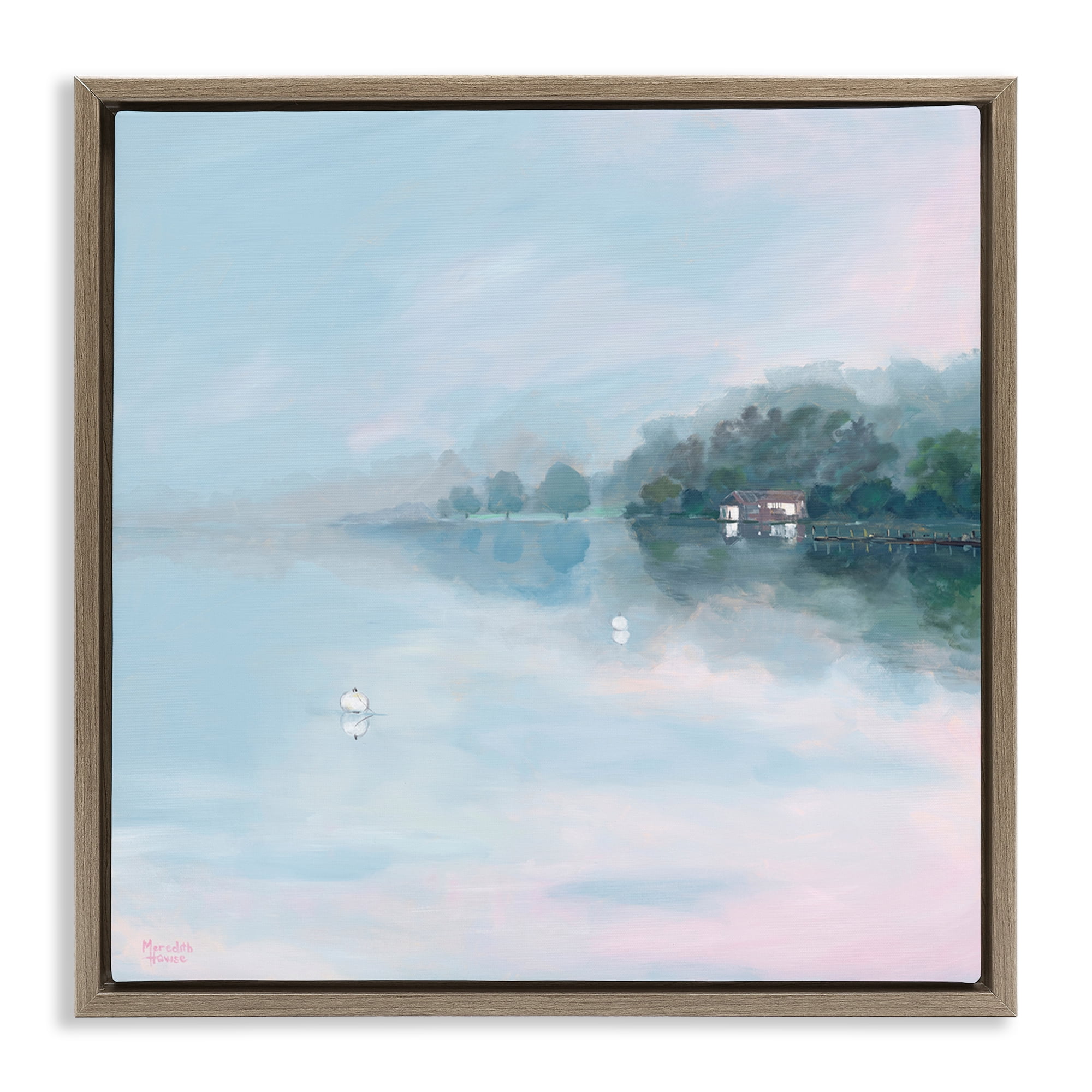 Stupell Industries Morning at Lake Windermere Brown Framed Floater Canvas Wall Art, design by Meredith Howse