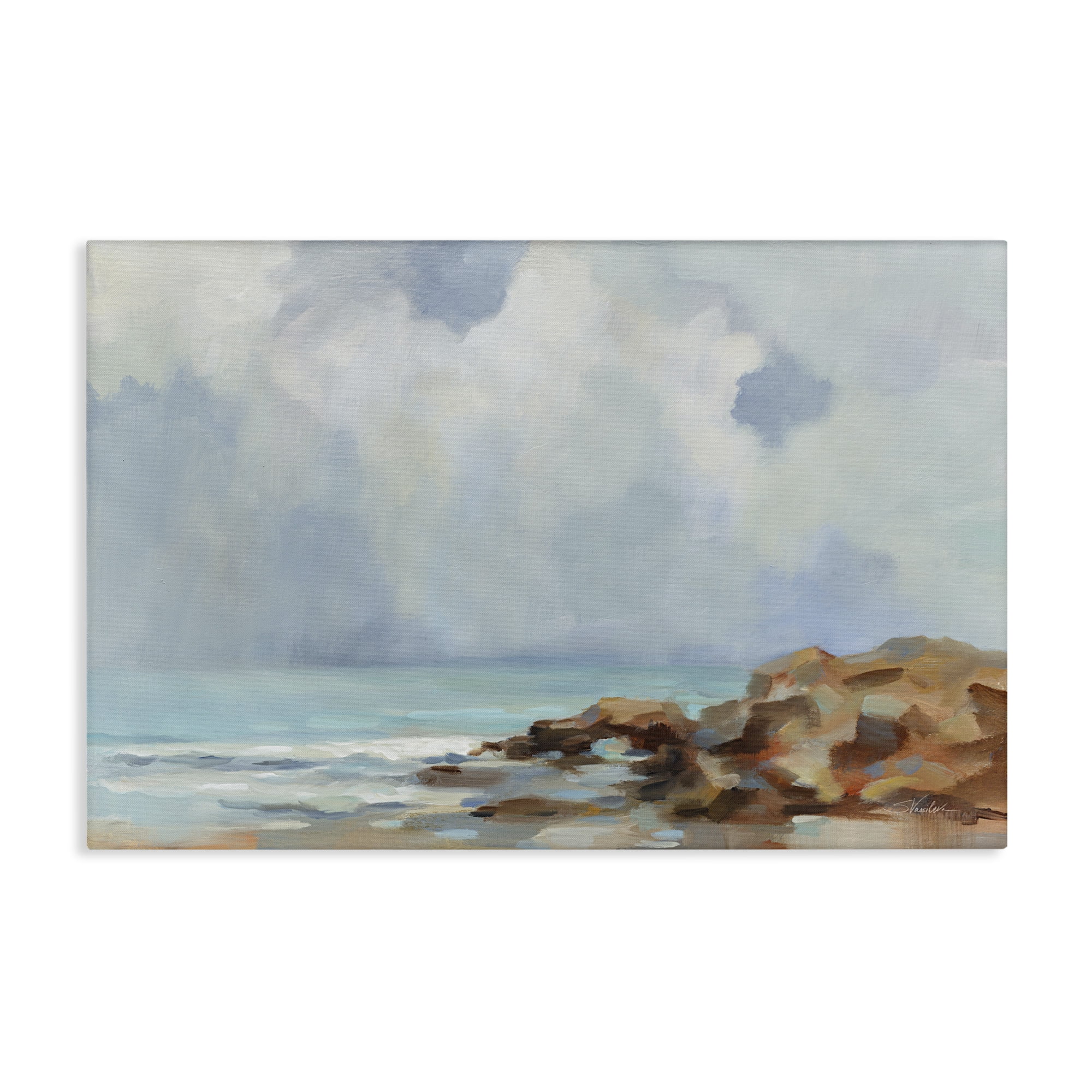 Stupell Industries Morning at Stone Beach Landscape & Nature Painting Wrapped Canvas Art Print Wall Art, 30 x 20