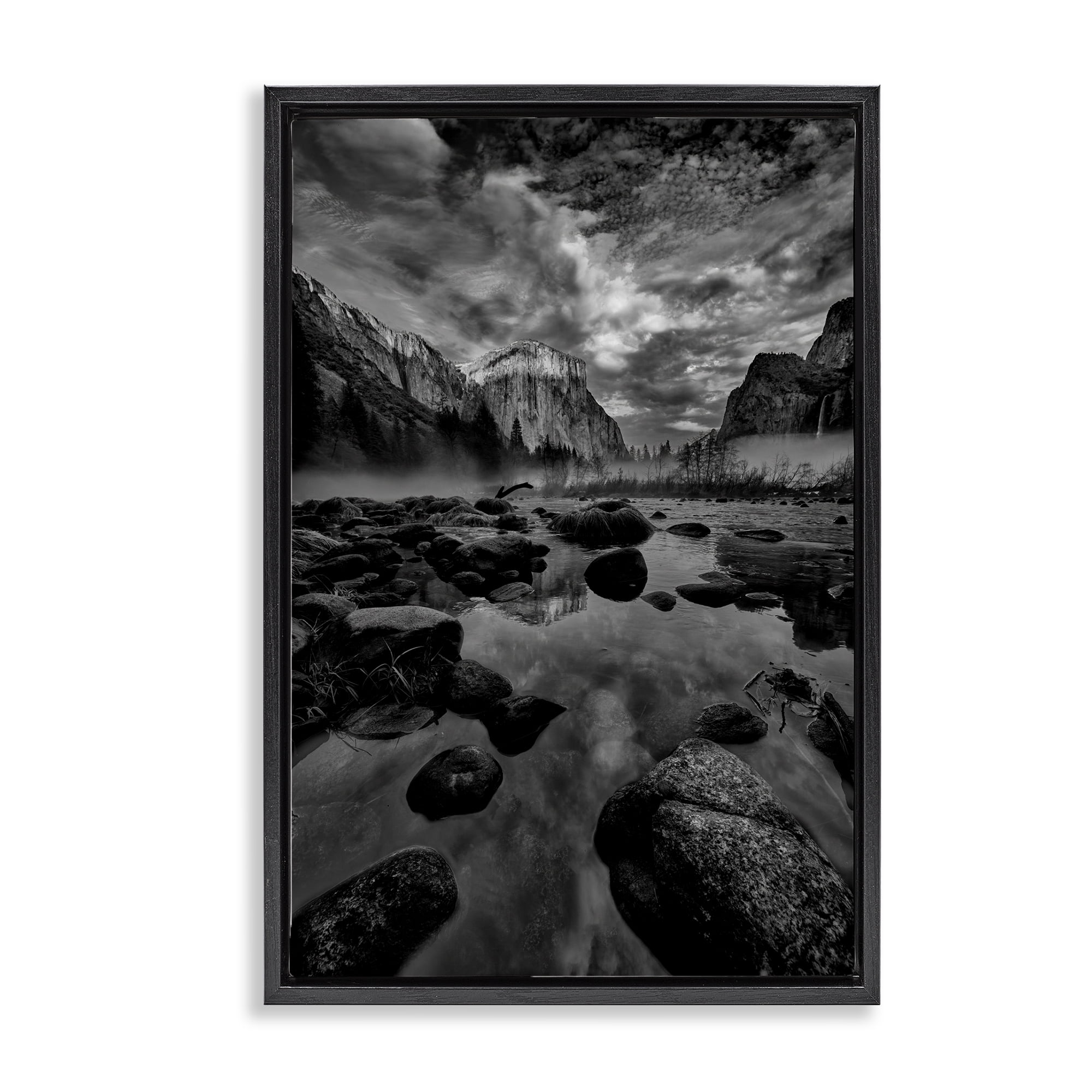 Stupell Industries Morning in Yosemite Valley Black Framed Floater Canvas Wall Art, design by Jon Evan