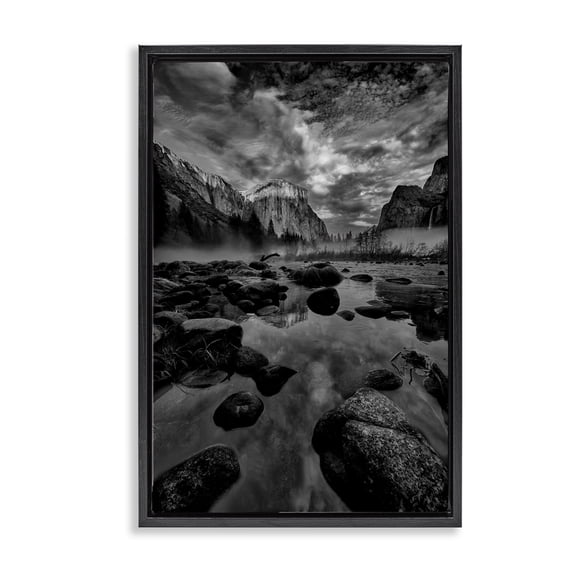 Stupell Industries Farmhouse Morning in Yosemite Valley Black Floating Frame Canvas Art, 17 x 25, by Jon Evan