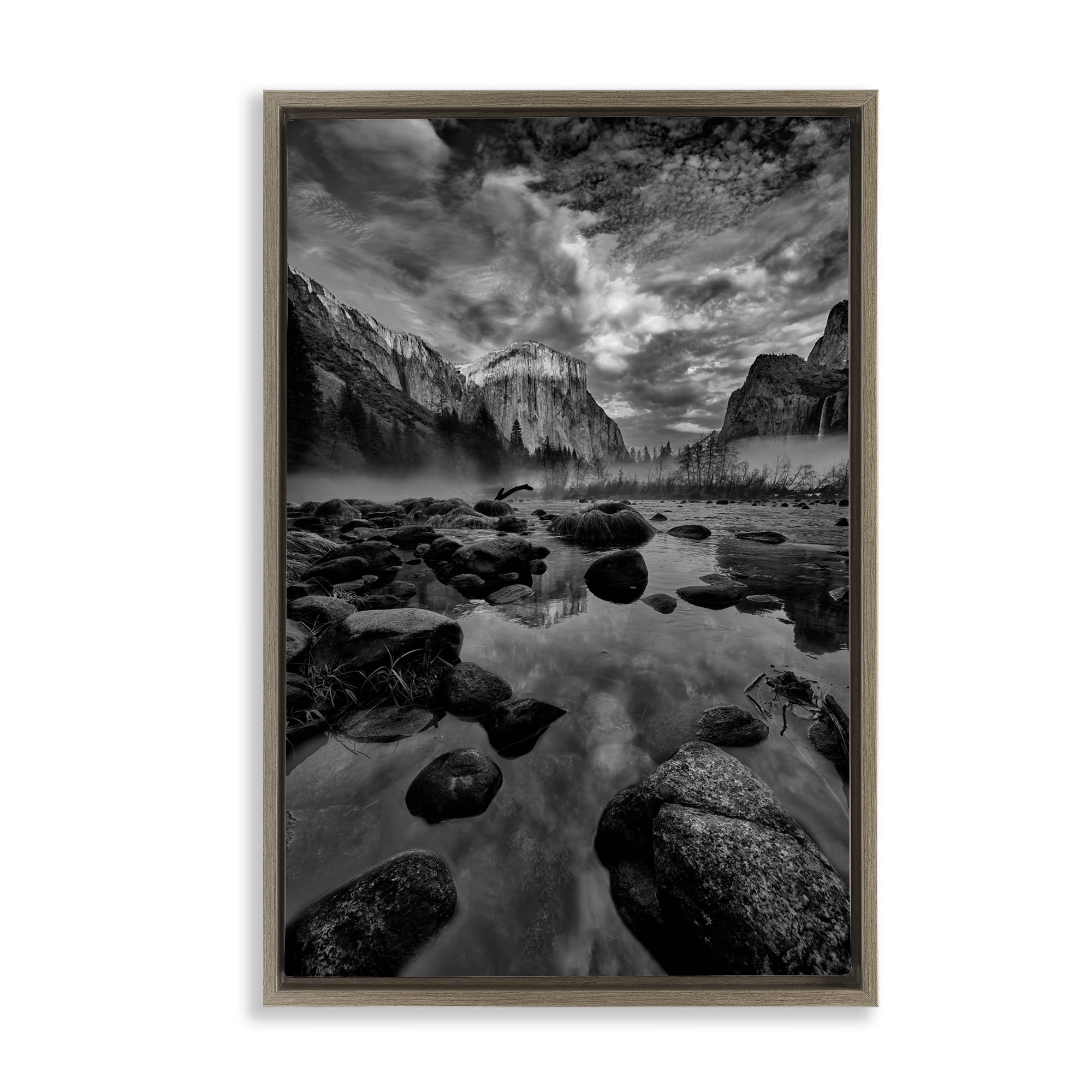 Stupell Industries Morning in Yosemite Valley Brown Framed Floater Canvas Wall Art, design by Jon Evan