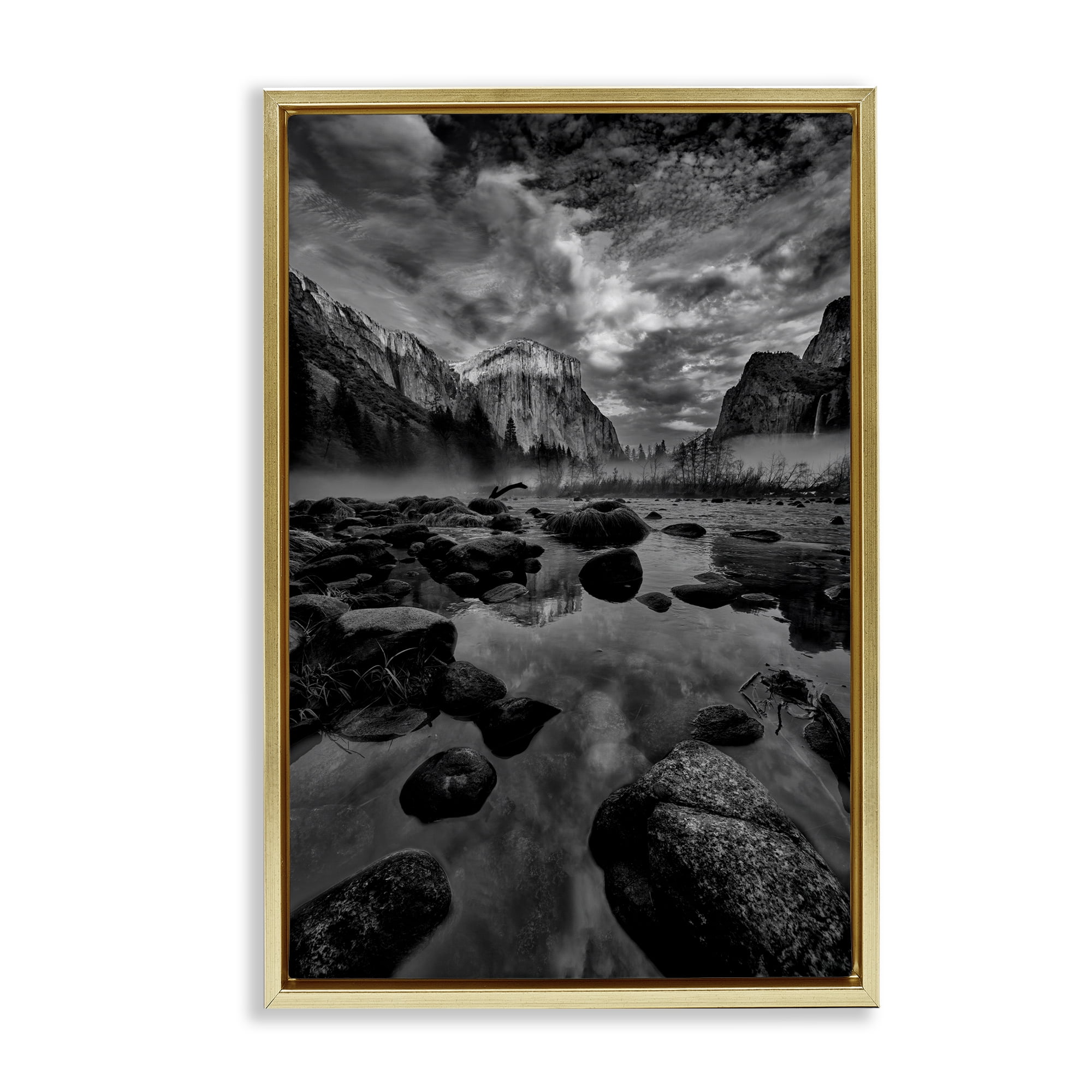 Stupell Industries Morning in Yosemite Valley Gold Framed Floater Canvas Wall Art, design by Jon Evan