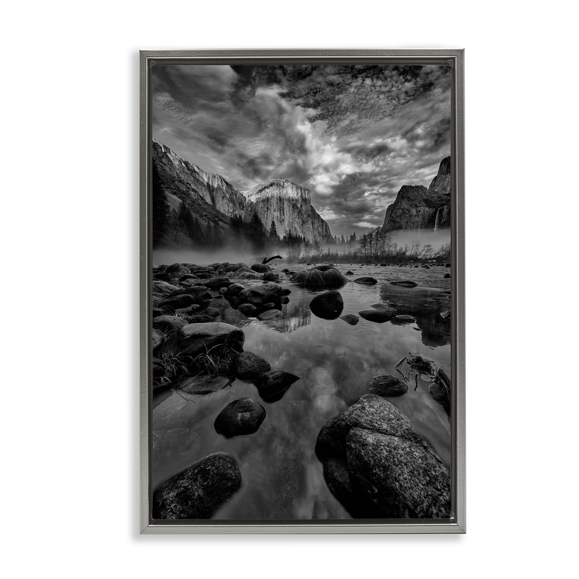Stupell Industries Morning in Yosemite Valley Gray Framed Floater Canvas Wall Art, design by Jon Evan