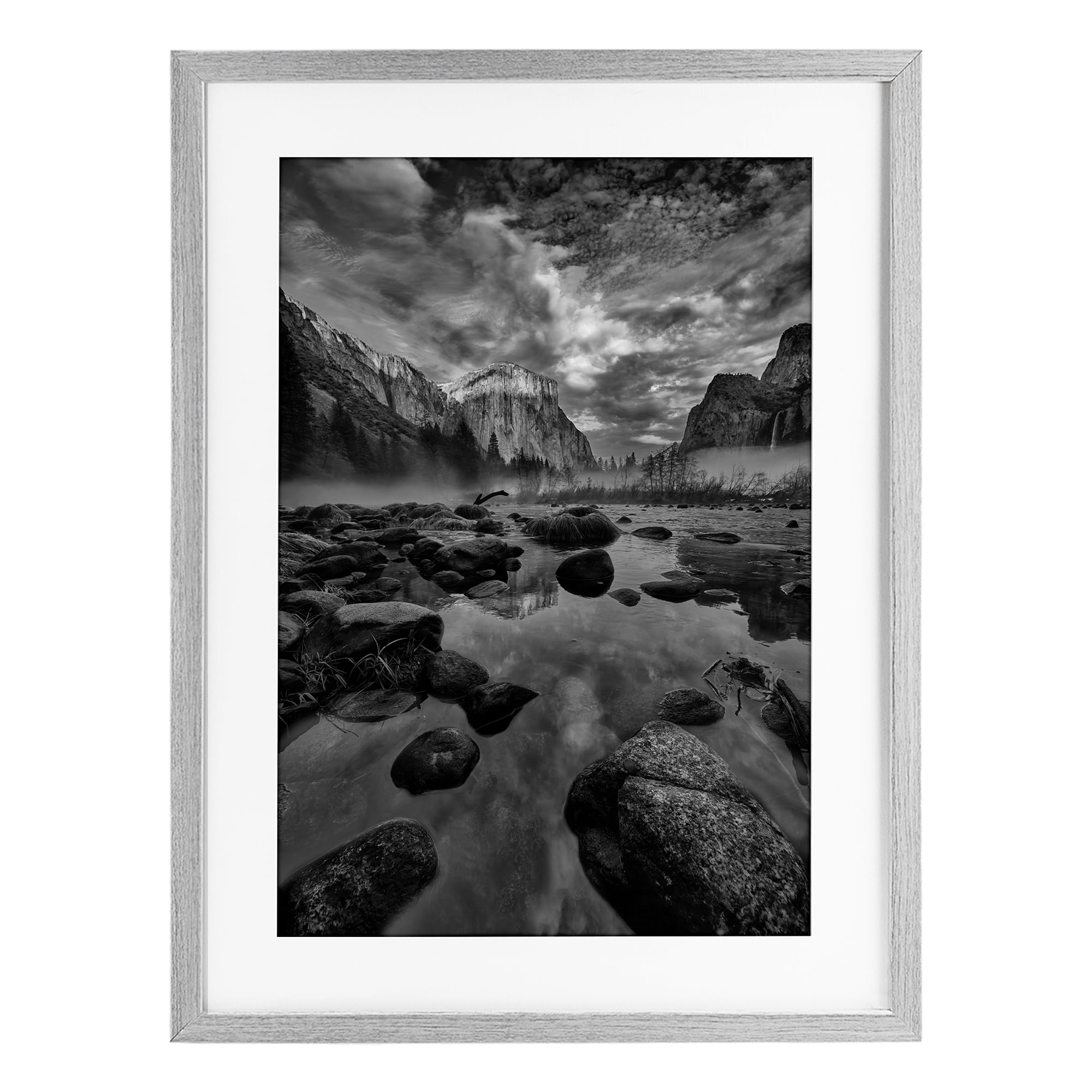 Stupell Industries Morning in Yosemite Valley Gray Framed Print Under Glass, design by Jon Evan